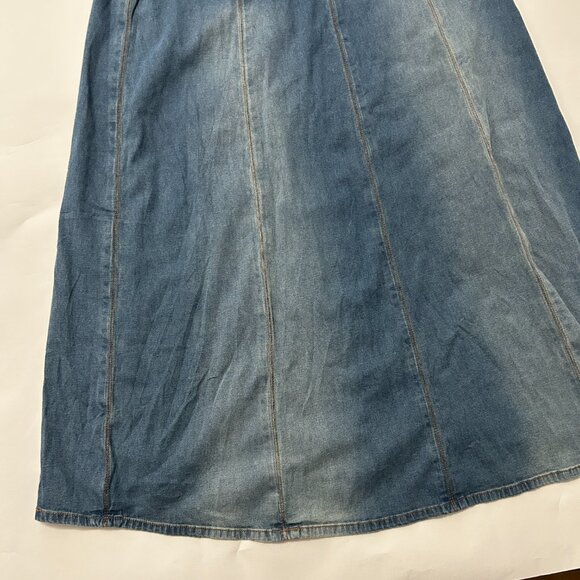 Soft Surroundings Denim Skirt Womens sz Medium Tall Blue Jean Maxi Western 43636 - Picture 11 of 14